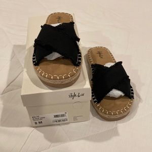 Style & Co. Black and Tan Cross-Strap Sandals